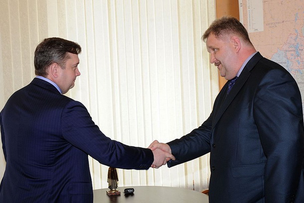 Губернатор Андрей Шевелёв провел встречу с главой Торжка Анатолием Рубайло. Фото: vedtver.ru